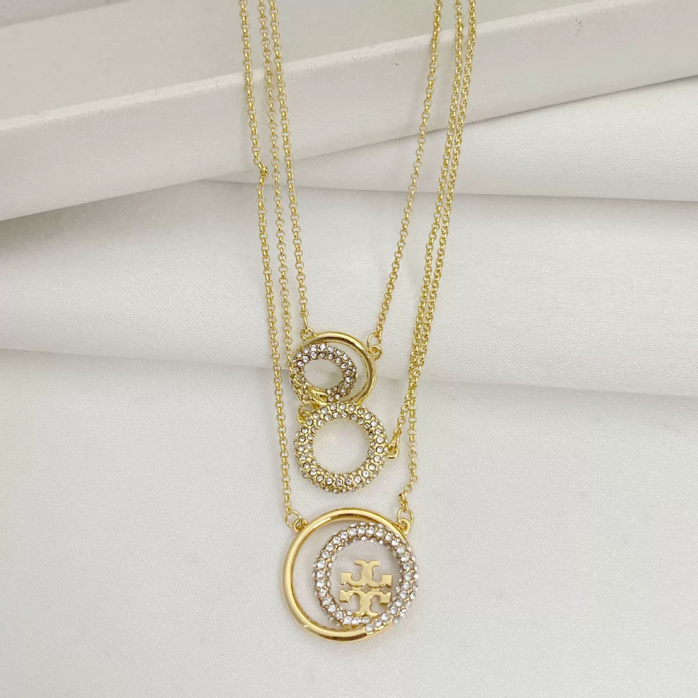 Tory Burch Diamond Circle Logo Necklace